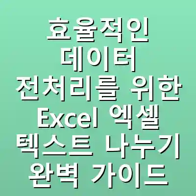 효율적인 데이터 전처리를 위한 Excel 엑셀 텍스트 나누기 완벽 가이드