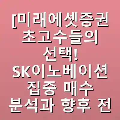 [미래에셋증권 초고수들의 선택! SK이노베이션 집중 매수 분석과 향후 전망]