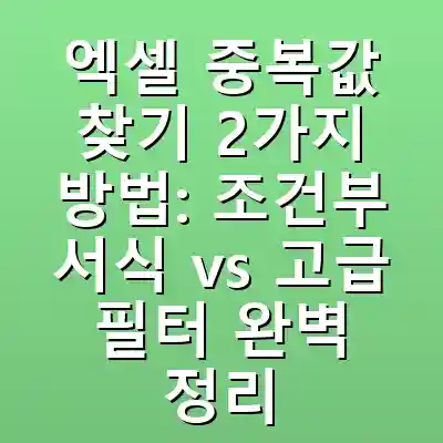 엑셀 중복값 찾기 2가지 방법: 조건부 서식 vs 고급 필터 완벽 정리