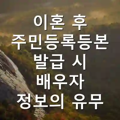 이혼 후 주민등록등본 발급 시 배우자 정보의 유무