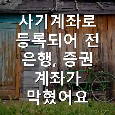 사기계좌로 등록되어 전 은행, 증권 계좌가 막혔어요