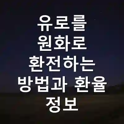유로를 원화로 환전하는 방법과 환율 정보