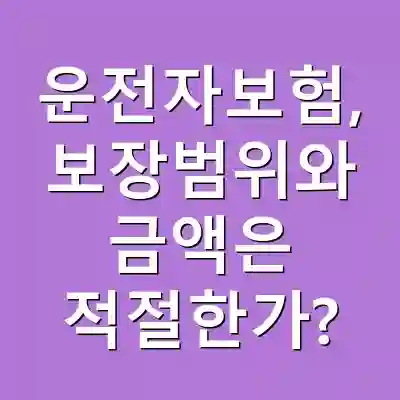 운전자보험, 보장범위와 금액은 적절한가?