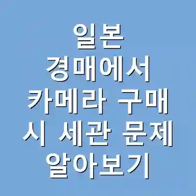 일본 경매에서 카메라 구매 시 세관 문제 알아보기