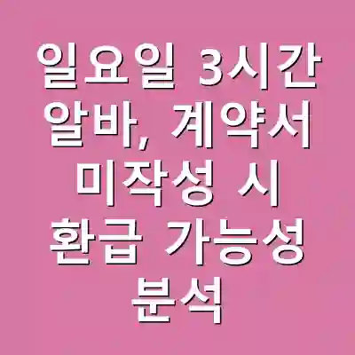 일요일 3시간 알바, 계약서 미작성 시 환급 가능성 분석